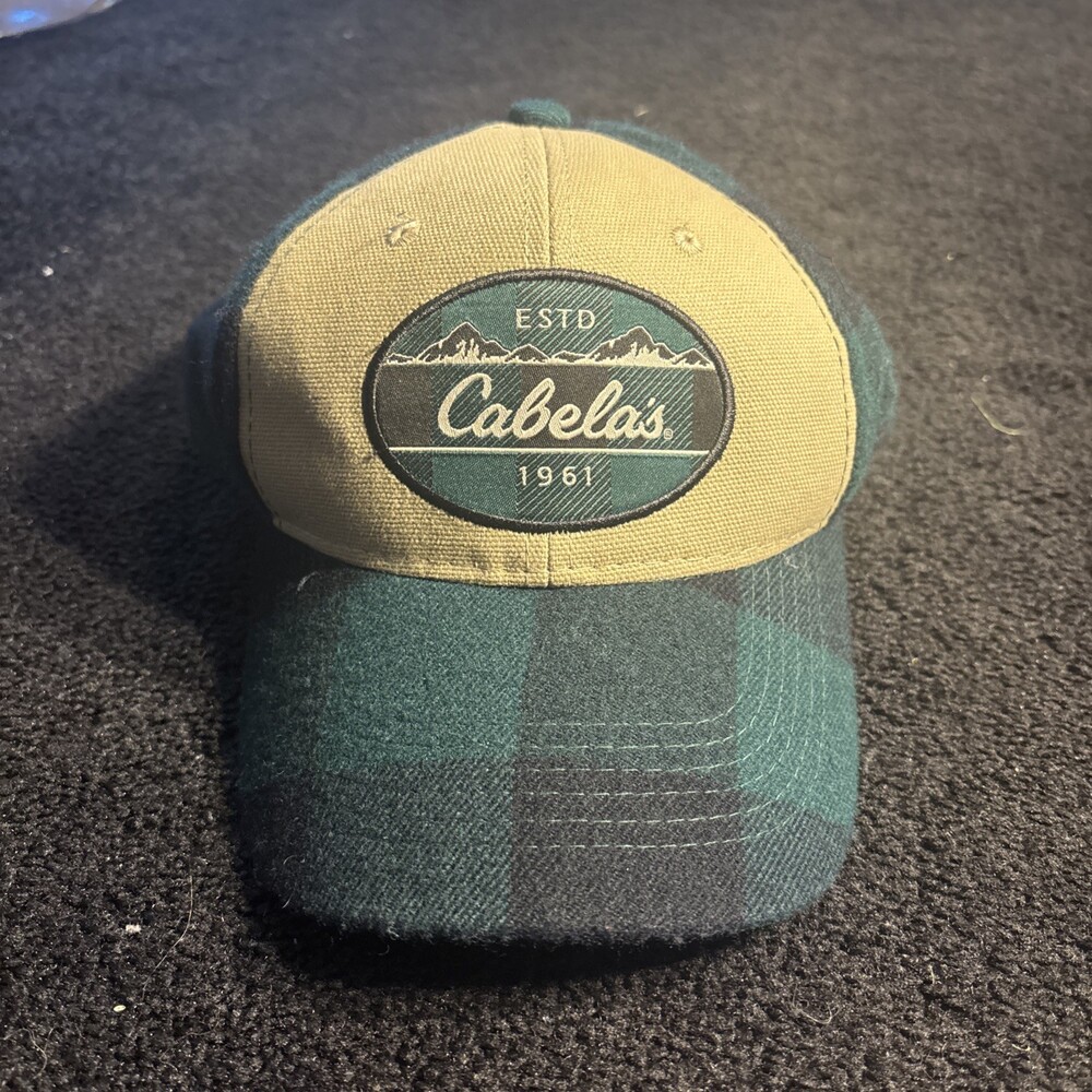 Cabela's Outfitter Tan/Green/Black Plaid  SnapBack Cap